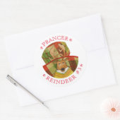 PRANCER REINDEER LARGE ROUND STICKERS ラウンドシール (封筒)