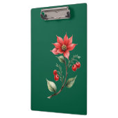 Prancheta Natal verde e flores vermelhas クリップボード (左)