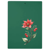 Prancheta Natal verde e flores vermelhas クリップボード (裏面)