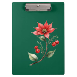 Prancheta Natal verde e flores vermelhas クリップボード