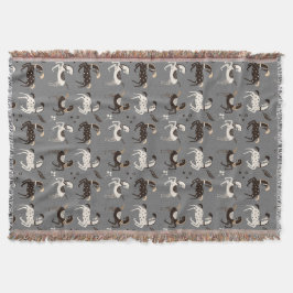 prancingフォークアートサーカス馬のパターン スローブランケット