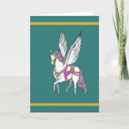 Prancing Vintage Carousel Pegasus Horse Card カード
