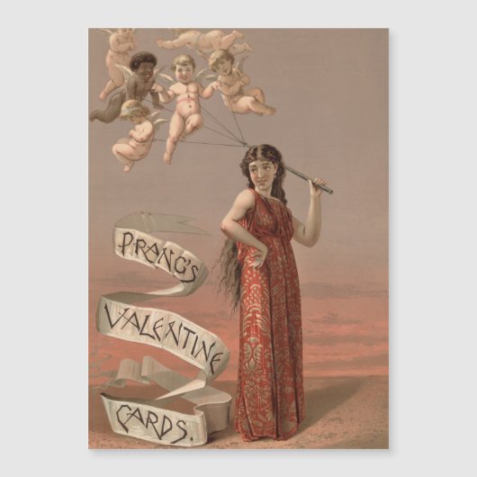 Prang's Valentine Cards AD, Woman & Cherubs (正面)