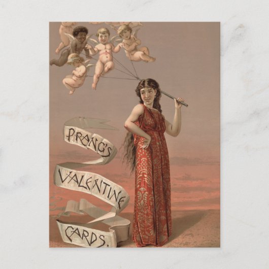 Prang's Valentine Cards AD, Woman & Cherubs ポストカード (正面)