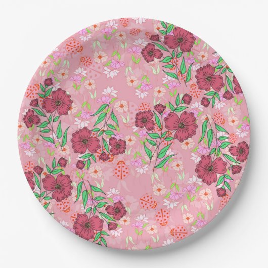 Prato de Papel Flores e joaninhas ペーパープレート (正面)