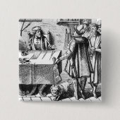 「Praxisの木版画の後の税の受信機、 缶バッジ (正面)