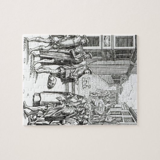 「Praxis Rerの木版画の後の町内の触れ役による販売、 ジグソーパズル (横)