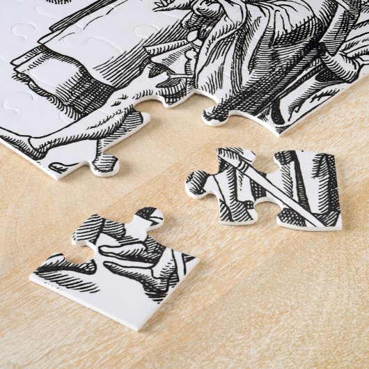 「Praxis Rerの木版画の後の町内の触れ役による販売、 ジグソーパズル (側面)