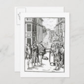 「Praxis Rerの木版画の後の町内の触れ役による販売、 ポストカード (正面/裏面)