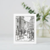 「Praxis Rerの木版画の後の町内の触れ役による販売、 ポストカード (スタンド正面)