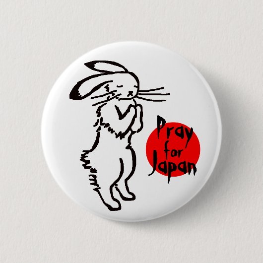 Pray for Japan(1 rabbit) 缶バッジ (正面)