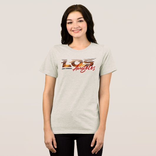 Pray for Los Angeles | 女性 トライブレンドTシャツ (正面全面)