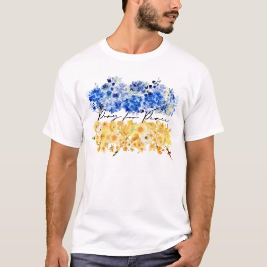 Pray for Peace & Peace in Ukraine & Watercolours. Tシャツ (正面)