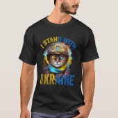 Pray For Support Ukrainian Cat Soldier Stand With  Tシャツ (正面)