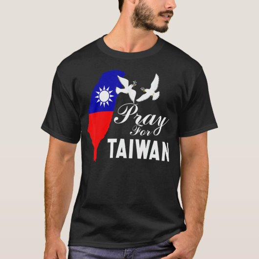 Pray For Taiwan Support Taiwanese Flag Heart Men W Tシャツ (正面)