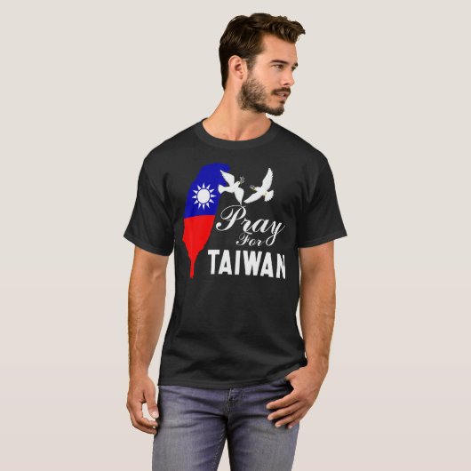 Pray For Taiwan Support Taiwanese Flag Heart Men W Tシャツ (正面フル)