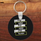 Pray Hard Play Hard Stay Humble Motivational  キーホルダー (正面)