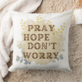 Pray, Hope, Don't Worry Catholic Floral Pillow クッション (ブランケット)