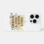 Pray, Hope, Don't Worry Floral IPhone Case iPhoneケース (裏面横)