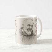 PRAY HOPE DON'T WORRY St. Padre Pio Flowers コーヒーマグカップ (正面右)