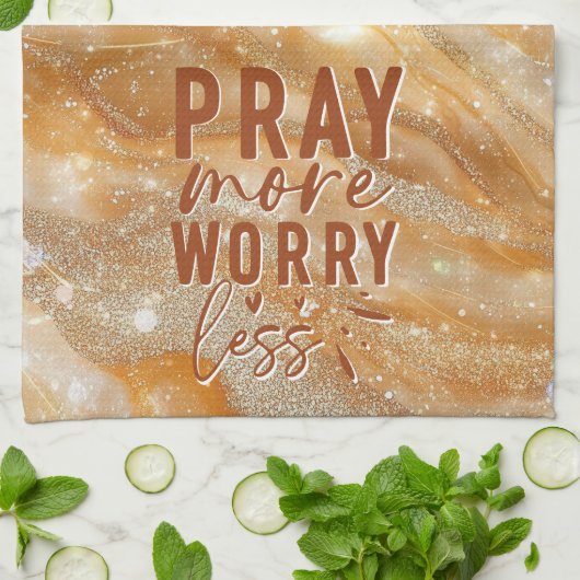 Pray More Worry Less キッチンタオル (折り畳み)