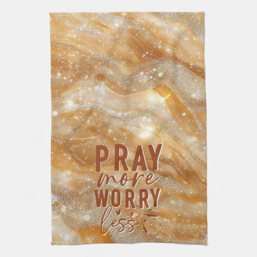 Pray More Worry Less キッチンタオル (縦)