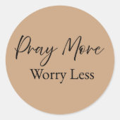 Pray More Worry Less Christian Minimalist Design ラウンドシール (正面)
