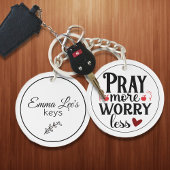 Pray More Worry Less Christian Quote Custom キーホルダー