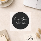 Pray More Worry Less Christian Sticker ラウンドシール