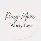 Pray More Worry Less – Minimal Christian Sticker ラウンドシール (正面)