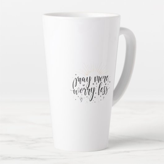 Pray More Worry Less Mug カフェラテマグ (右アングル)