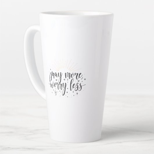 Pray More Worry Less Mug カフェラテマグ (左アングル)