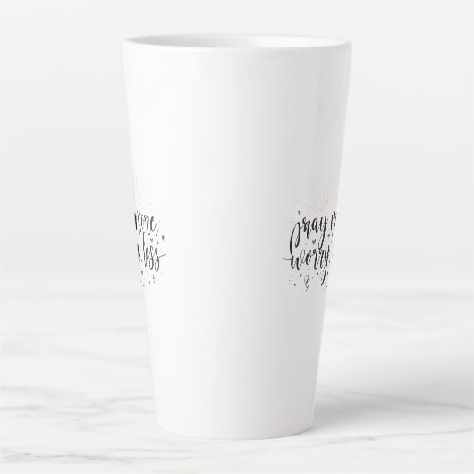 Pray More Worry Less Mug カフェラテマグ (正面)