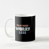 Pray More Worry Less Sunflower Motivation  コーヒーマグカップ (左)