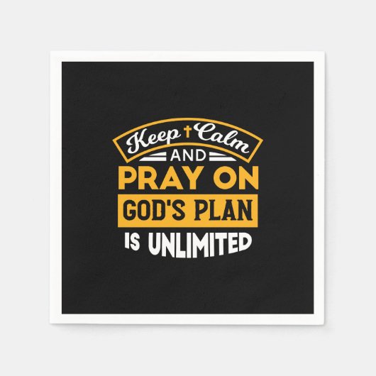 Pray On and Trust God's Unlimited Plan Faith-Based スタンダードカクテルナプキン (正面)