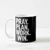 Pray Plan Work Win- Faith Hustle Christian Motivat コーヒーマグカップ (左)