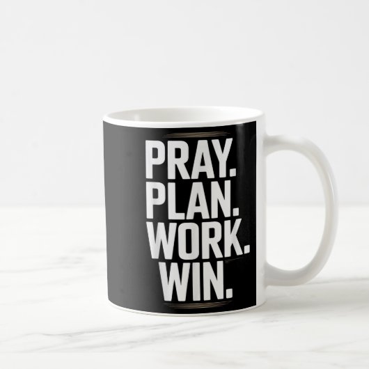 Pray Plan Work Win- Faith Hustle Christian Motivat コーヒーマグカップ (右)