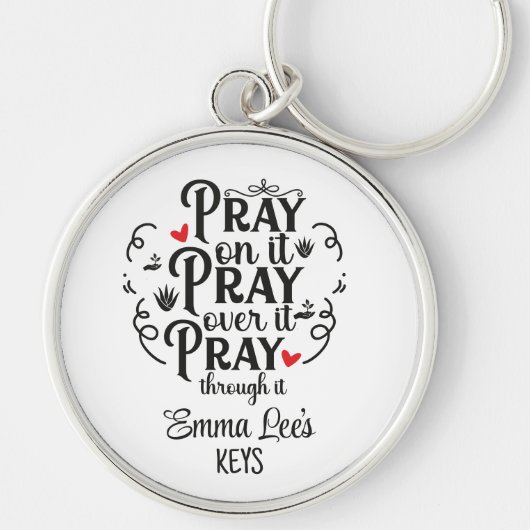 Pray Through Blessing Christian Saying Custom キーホルダー (正面)