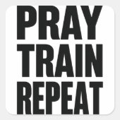 Pray Train Repeat – Christian Fitness Motivation f スクエアシール (正面)