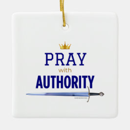 Pray with Authority - Blue Square,  セラミックオーナメント