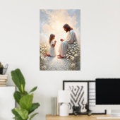 Pray With Me Jesus and Girl Painting Christian ポスター (ホームオフィス)