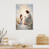 Pray With Me Jesus and Girl Painting Christian ポスター (キッチン)