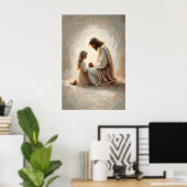 Pray With Me Jesus and Girl Praying Jesus and Kids ポスター (ホームオフィス)