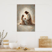 Pray With Me Jesus and Girl Praying Jesus and Kids ポスター (キッチン)