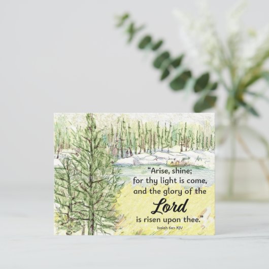 Prayer Card Isaiah Scripture Mountain Lake ポストカード (スタンド正面)