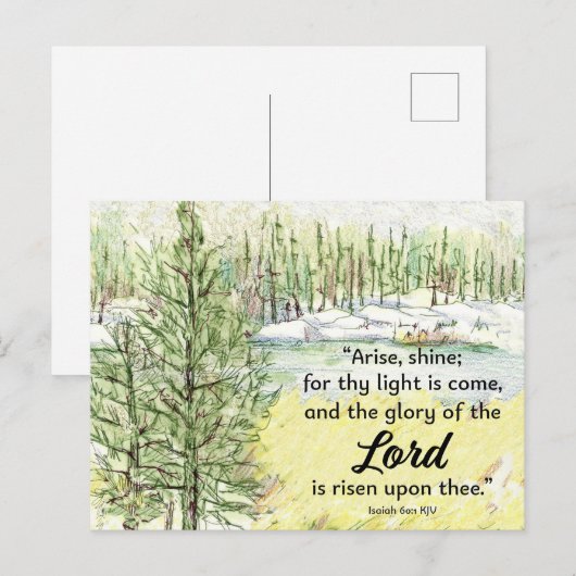 Prayer Card Isaiah Scripture Mountain Lake ポストカード (正面/裏面)