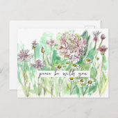 Prayer Card Peace Be With You Wildflowers ポストカード (正面/裏面)