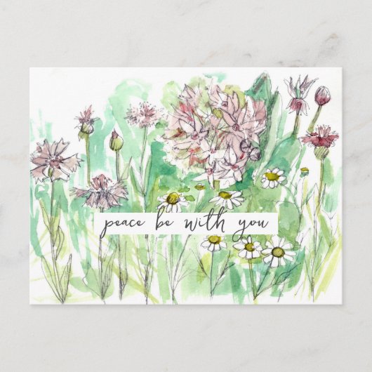 Prayer Card Peace Be With You Wildflowers ポストカード (正面)