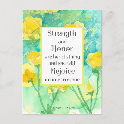 Prayer Card Scripture Proverbs Yellow Flowers  ポストカード (正面)
