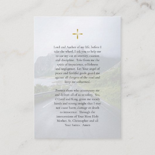 Prayer Card to St. Christopher for Drivers プレイスカード (裏面)